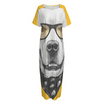 Golden Retriever With Glasses Print Short Sleeve Long Nightdress