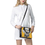 Golden Retriever With Glasses Print Shoulder Handbag