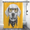 Golden Retriever With Glasses Print Shower Curtain