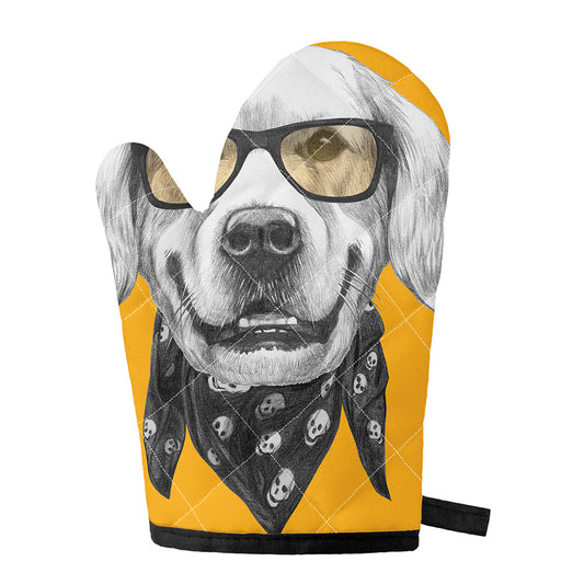 Golden Retriever With Glasses Print Single Oven Mitt