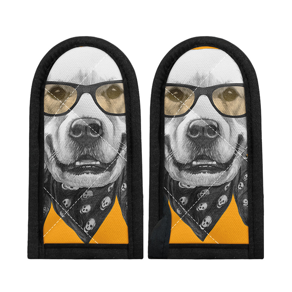 Golden Retriever With Glasses Print Skillet Handle Cover