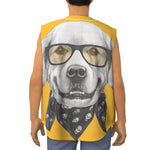 Golden Retriever With Glasses Print Sleeveless Baseball Jersey