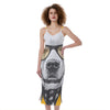 Golden Retriever With Glasses Print Slim Fit Midi Cami Dress