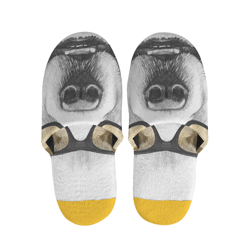 Golden Retriever With Glasses Print Slippers