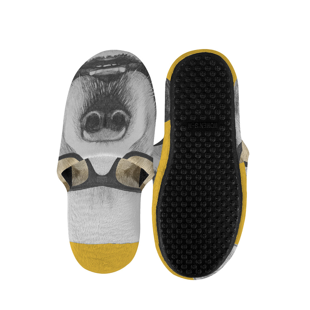 Golden Retriever With Glasses Print Slippers