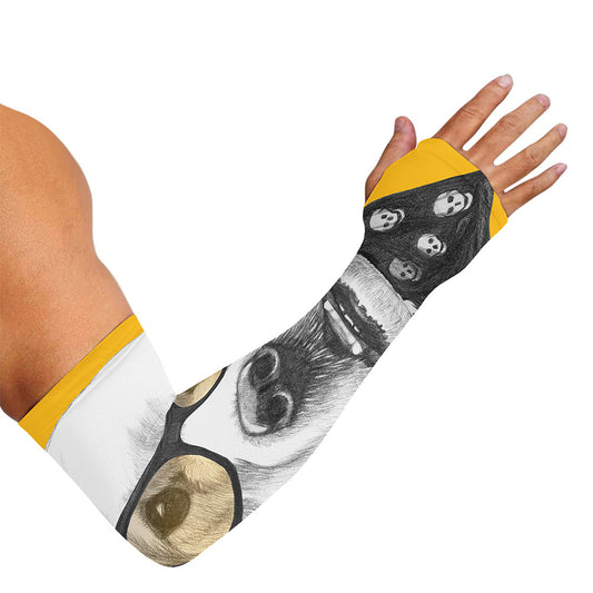 Golden Retriever With Glasses Print Sun Protection Arm Sleeves
