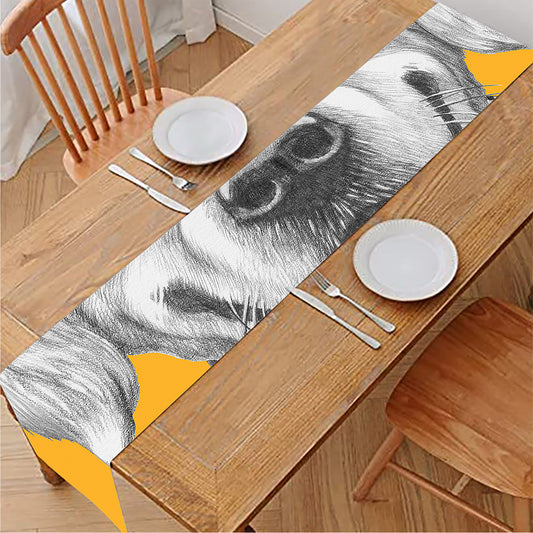 Golden Retriever With Glasses Print Table Runner