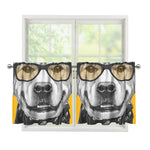 Golden Retriever With Glasses Print Tier Curtains