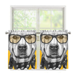 Golden Retriever With Glasses Print Tier Curtains