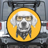 Golden Retriever With Glasses Print Tire Cover