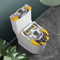 Golden Retriever With Glasses Print Toilet Lid And Tank Cover Set