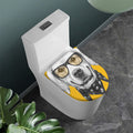 Golden Retriever With Glasses Print Toilet Lid Cover