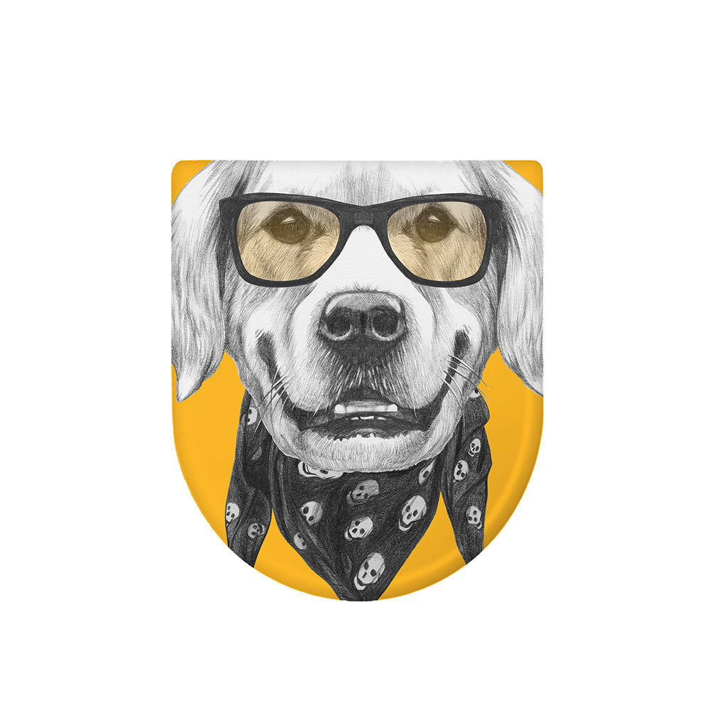 Golden Retriever With Glasses Print Toilet Lid Cover