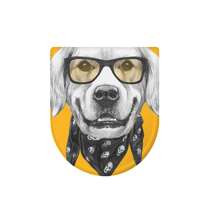 Golden Retriever With Glasses Print Toilet Lid Cover