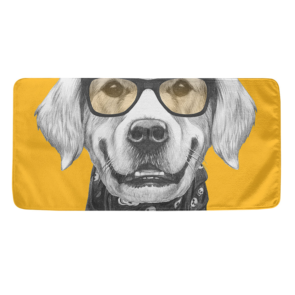 Golden Retriever With Glasses Print Towel