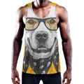 Golden Retriever With Glasses Print Men's Workout Tank Top