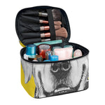 Golden Retriever With Glasses Print Travel Makeup Bag