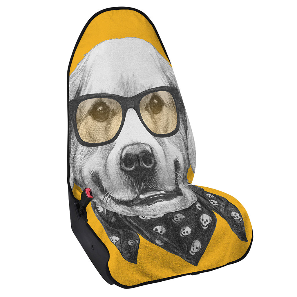Golden Retriever With Glasses Print Waterproof Car Seat Cover