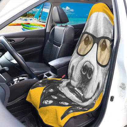 Golden Retriever With Glasses Print Waterproof Car Seat Cover