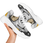 Golden Retriever With Glasses Print White Chunky Shoes