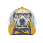 Golden Retriever With Glasses Print White Mesh Trucker Cap