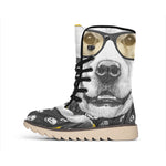 Golden Retriever With Glasses Print Winter Boots