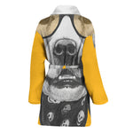 Golden Retriever With Glasses Print Women's Bathrobe