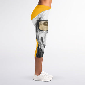 Golden Retriever With Glasses Print Women's Capri Leggings