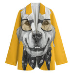 Golden Retriever With Glasses Print Women's Cotton Blazer