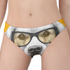 Golden Retriever With Glasses Print Women's Panties