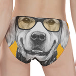 Golden Retriever With Glasses Print Women's Panties