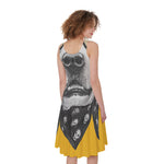 Golden Retriever With Glasses Print Women's Sleeveless Dress