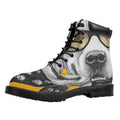 Golden Retriever With Glasses Print Padded Collar Lace Up Boots