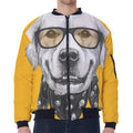 Golden Retriever With Glasses Print Zip Sleeve Bomber Jacket