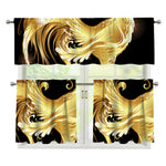 Golden Rooster Print 3 Piece Kitchen Curtains