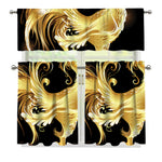 Golden Rooster Print 3 Piece Kitchen Curtains