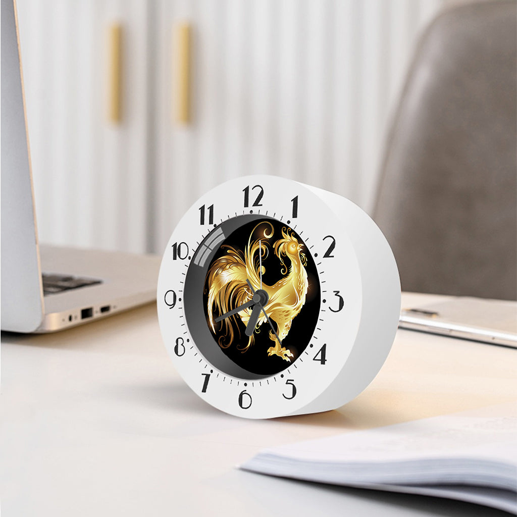 Golden Rooster Print Alarm Clock