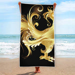 Golden Rooster Print Beach Towel