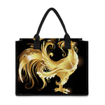 Golden Rooster Print Canvas Tote Bag