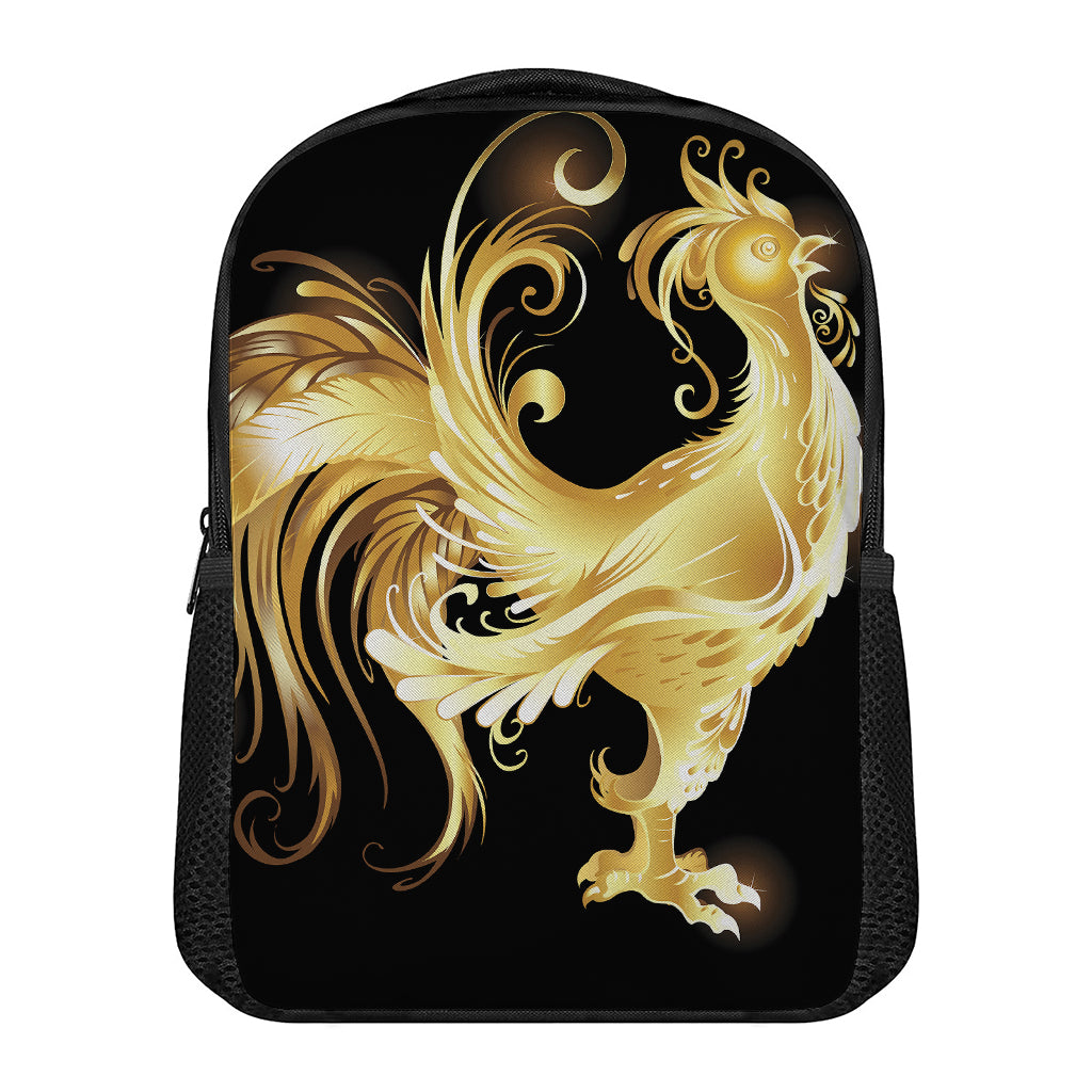 Golden Rooster Print Casual Backpack