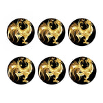 Golden Rooster Print Coaster Set