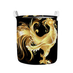 Golden Rooster Print Collapsible Laundry Basket