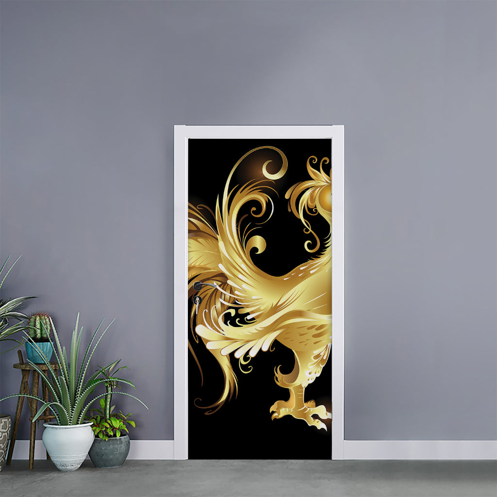 Golden Rooster Print Door Sticker