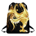 Golden Rooster Print Drawstring Backpack