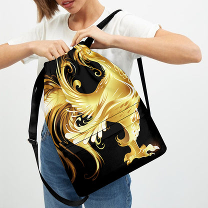 Golden Rooster Print Drawstring Backpack