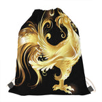 Golden Rooster Print Drawstring Bag