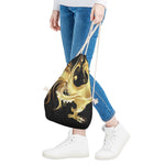 Golden Rooster Print Drawstring Bag