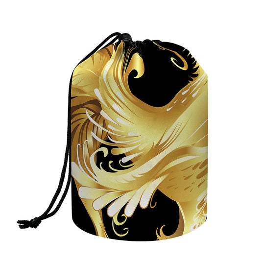 Golden Rooster Print Drawstring Makeup Bag