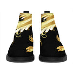 Golden Rooster Print Flat Ankle Boots