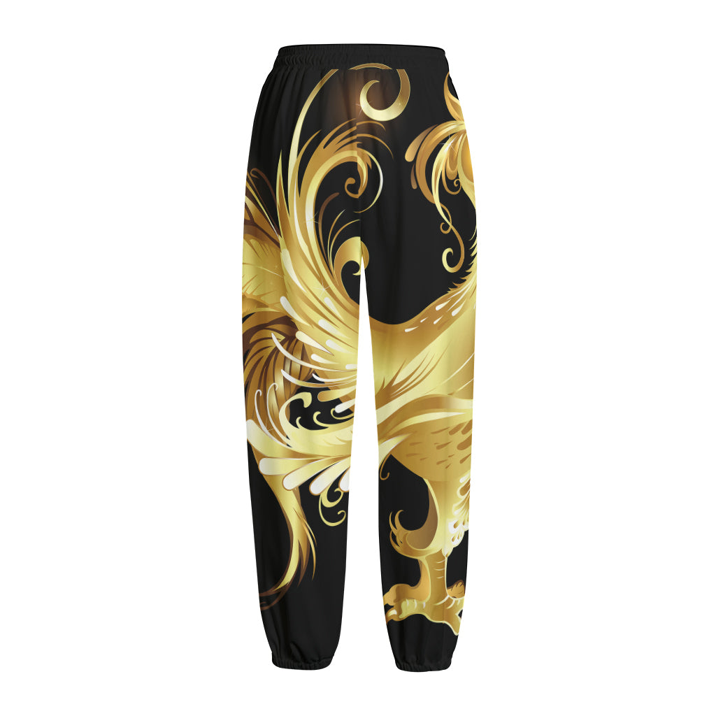 Golden Rooster Print Fleece Lined Knit Pants
